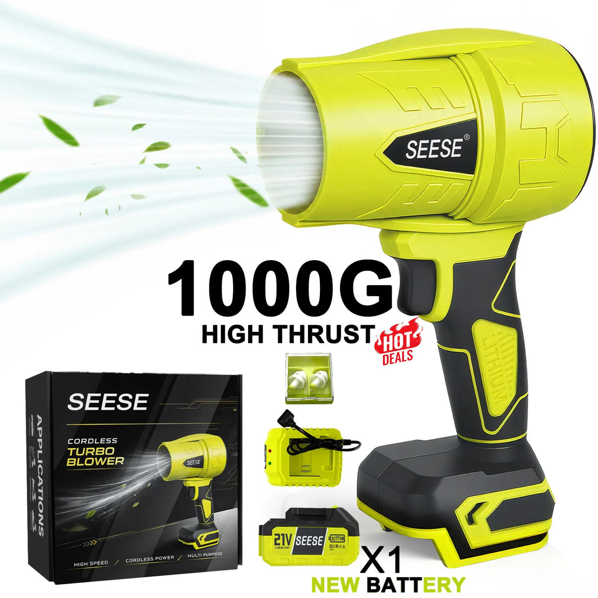 SEESE Turbo Jet Leaf Blower,Cordless Leaf Blower, Violent Turbo Fan, Pure Copper Motor,Car Drying after Wash, Handheld Snow Blower,Cordless Turbo Power Air Duster,Home Improve,Garden Mainte Holiday Gifts, Halloween Gifts