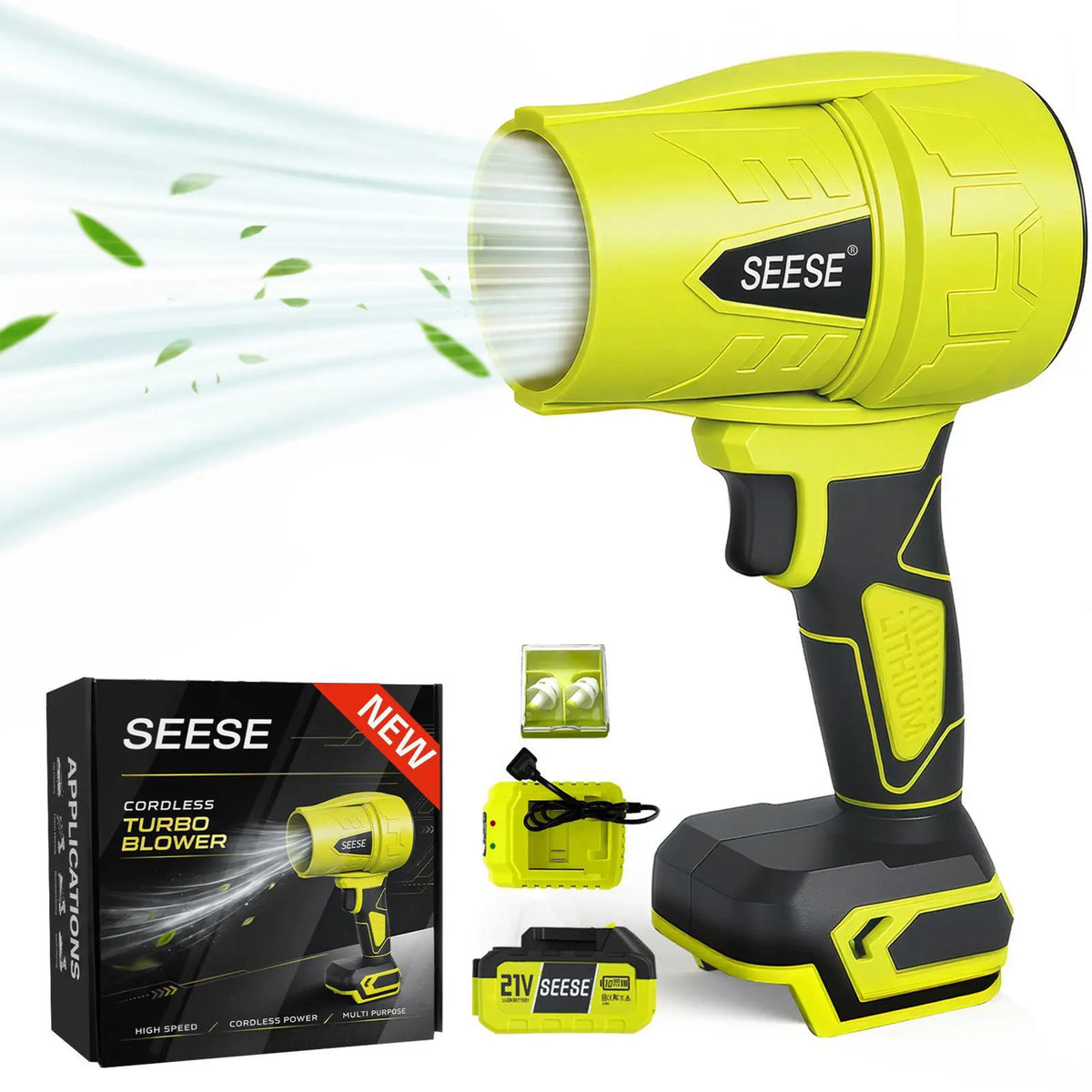 SEESE Turbo Jet Leaf Blower,Cordless Leaf Blower, Violent Turbo Fan, Pure Copper Motor,Car Drying after Wash, Handheld Snow Blower,Cordless Turbo Power Air Duster,Home Improve,Garden Mainte Holiday Gifts, Halloween Gifts