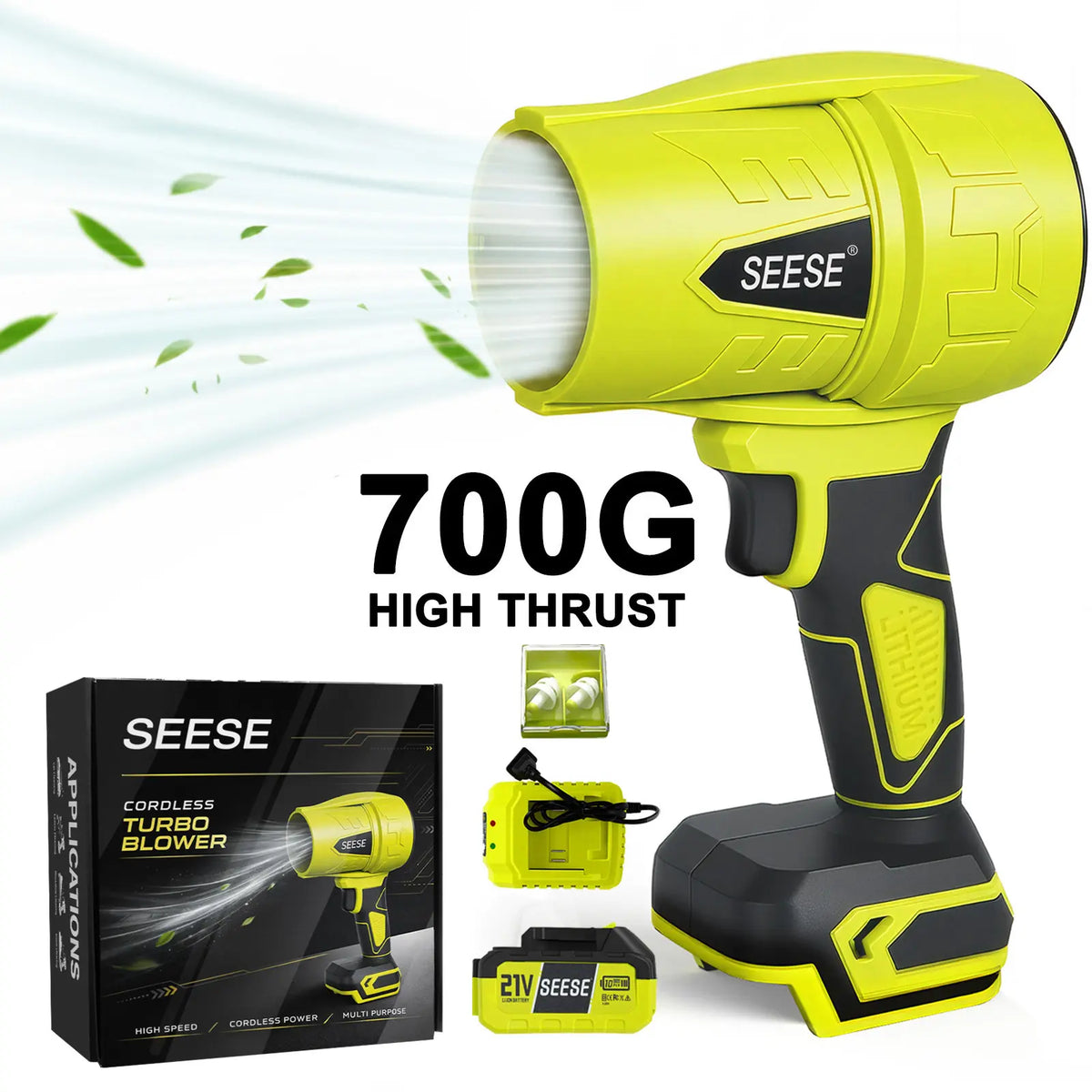 SEESE Turbo Jet Leaf Blower,Cordless Leaf Blower, Violent Turbo Fan, Pure Copper Motor,Car Drying after Wash, Handheld Snow Blower,Cordless Turbo Power Air Duster,Home Improve,Garden Mainte Holiday Gifts, Halloween Gifts