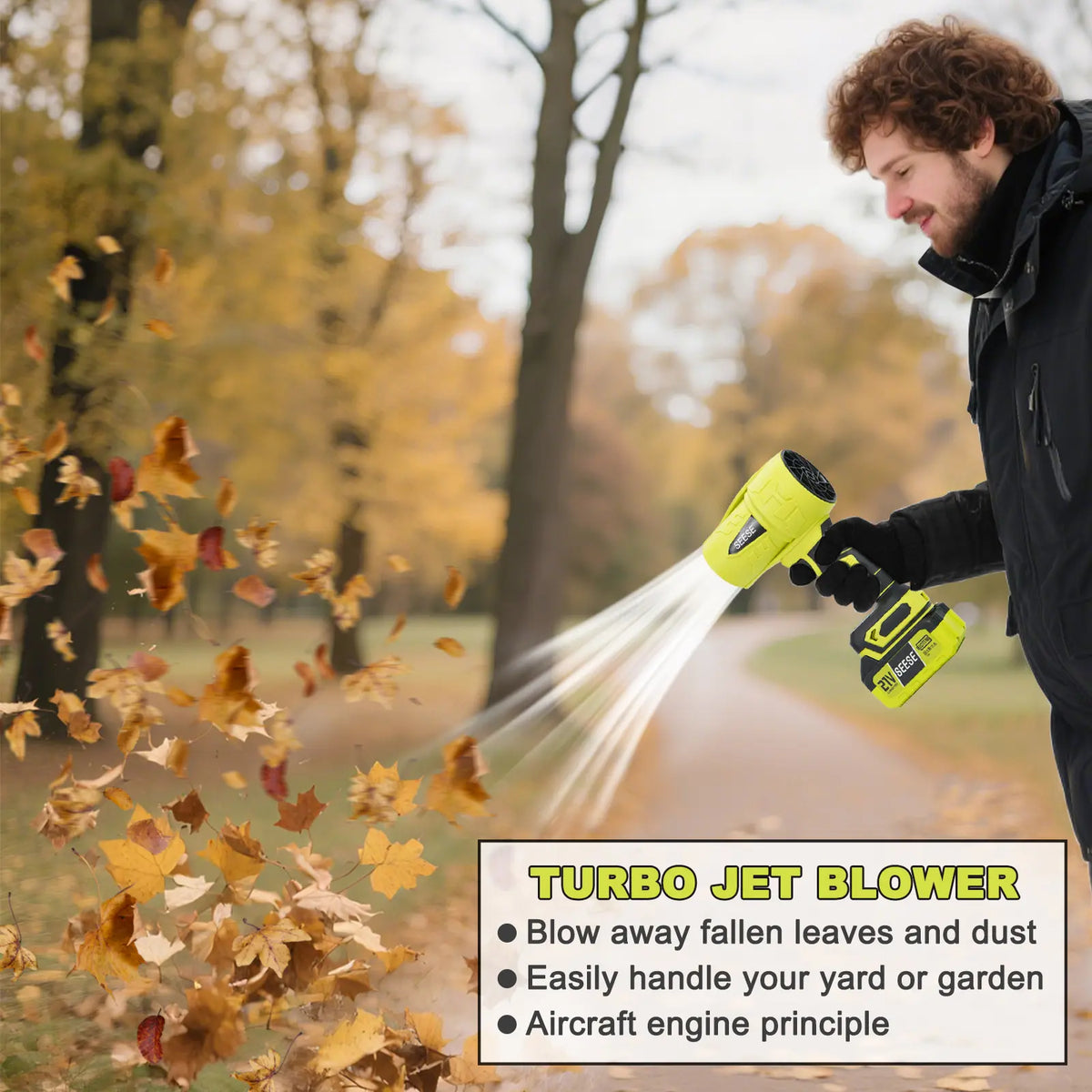 SEESE Turbo Jet Leaf Blower,Cordless Leaf Blower, Violent Turbo Fan, Pure Copper Motor,Car Drying after Wash, Handheld Snow Blower,Cordless Turbo Power Air Duster,Home Improve,Garden Mainte Holiday Gifts, Halloween Gifts